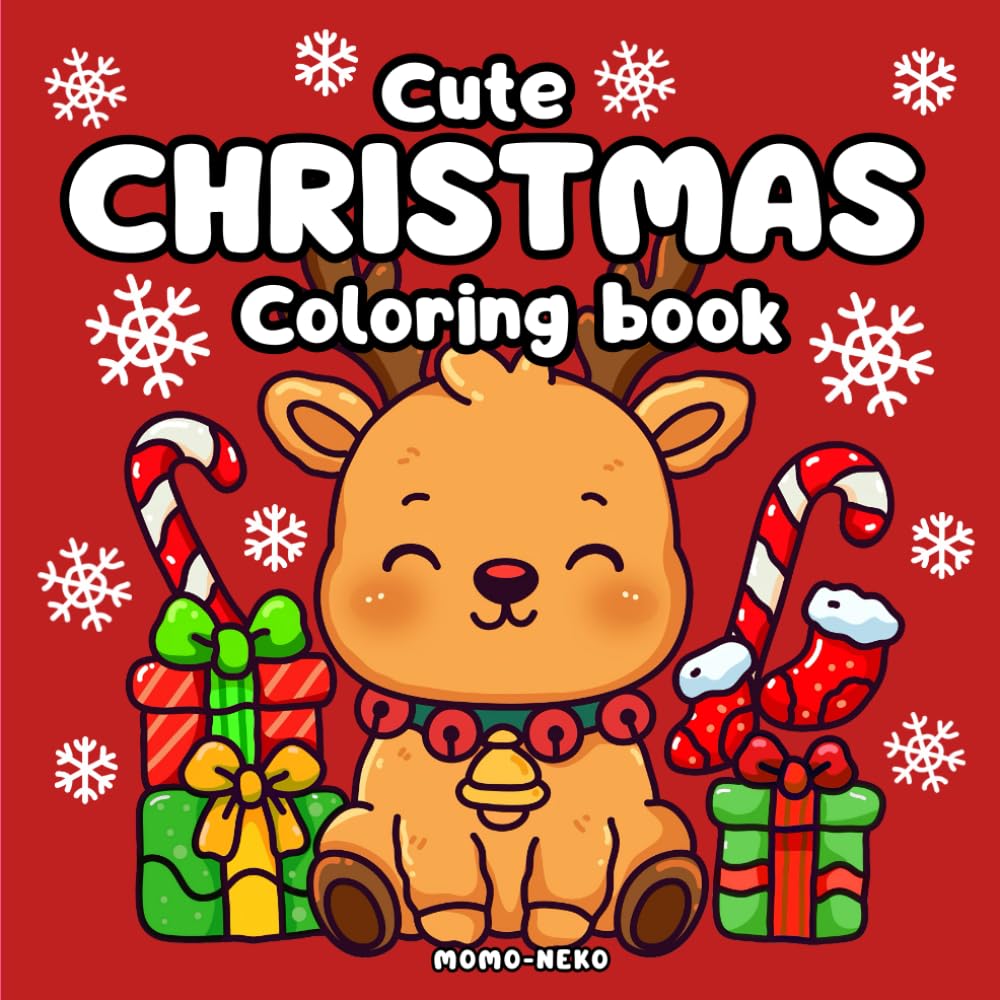 Cute Christmas Coloring Book for Adults and Teens: 50 Fun and Festive Holiday Illustrations to Color