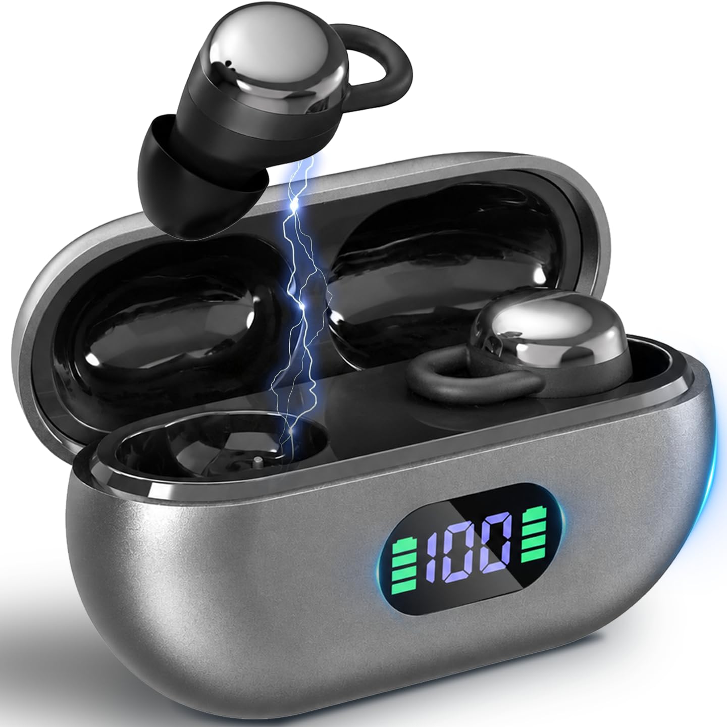 イヤホン bluetooth ワイヤレスイヤホン 2026新型モデル ブルートゥースイヤホン ぶるーとぅーす イヤフォン 数字LEDディスプレイ ENC 通話ノイズリダクション IPX4 防水 小型/軽量 長時間再生 Type-C 充電 スポーツ通勤音楽用 スマホ対応 (ブラック1.02)