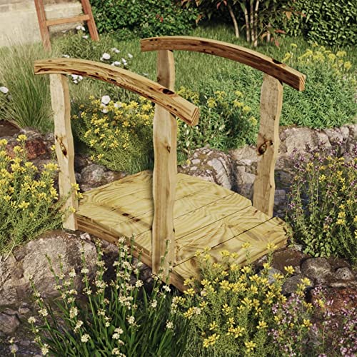 Homgoday Pont de jardin en pin massif imprégné avec rail