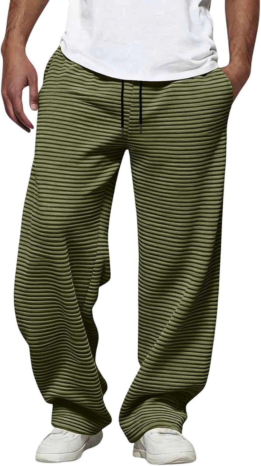 Mens Sweatpants Casual Loose Fit Lounge Pants Straight Baggy Yoga Sweat Pants with Pockets