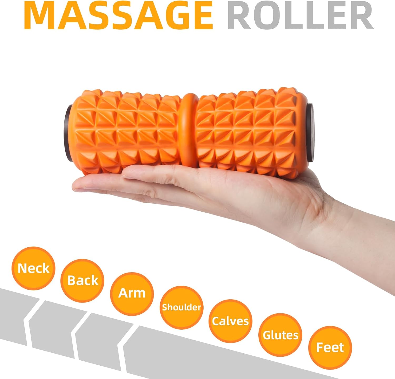 Massage Roller, Body Roller for Deep Tissue Massage, Myofascial Release, Muscle Relief, Alleviating Neck, Back, Foot or Muscle Tension – Orange