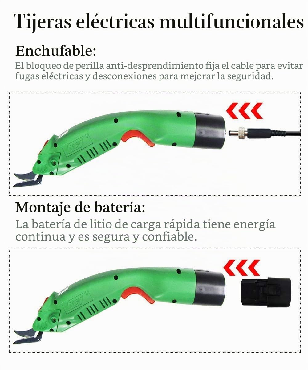 MXBAOHENG Cortador de Tela Industrial Inalámbrico con 1 Batería (5000 mAh) y 2 Cuchillas (A,B) WBT-2 Tijeras Eléctricas para Tela