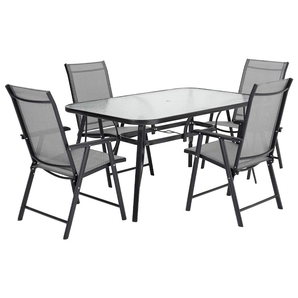 Warmiehomy Patio Table Chair Set Garden Backyard Coffee Table with 6pcs