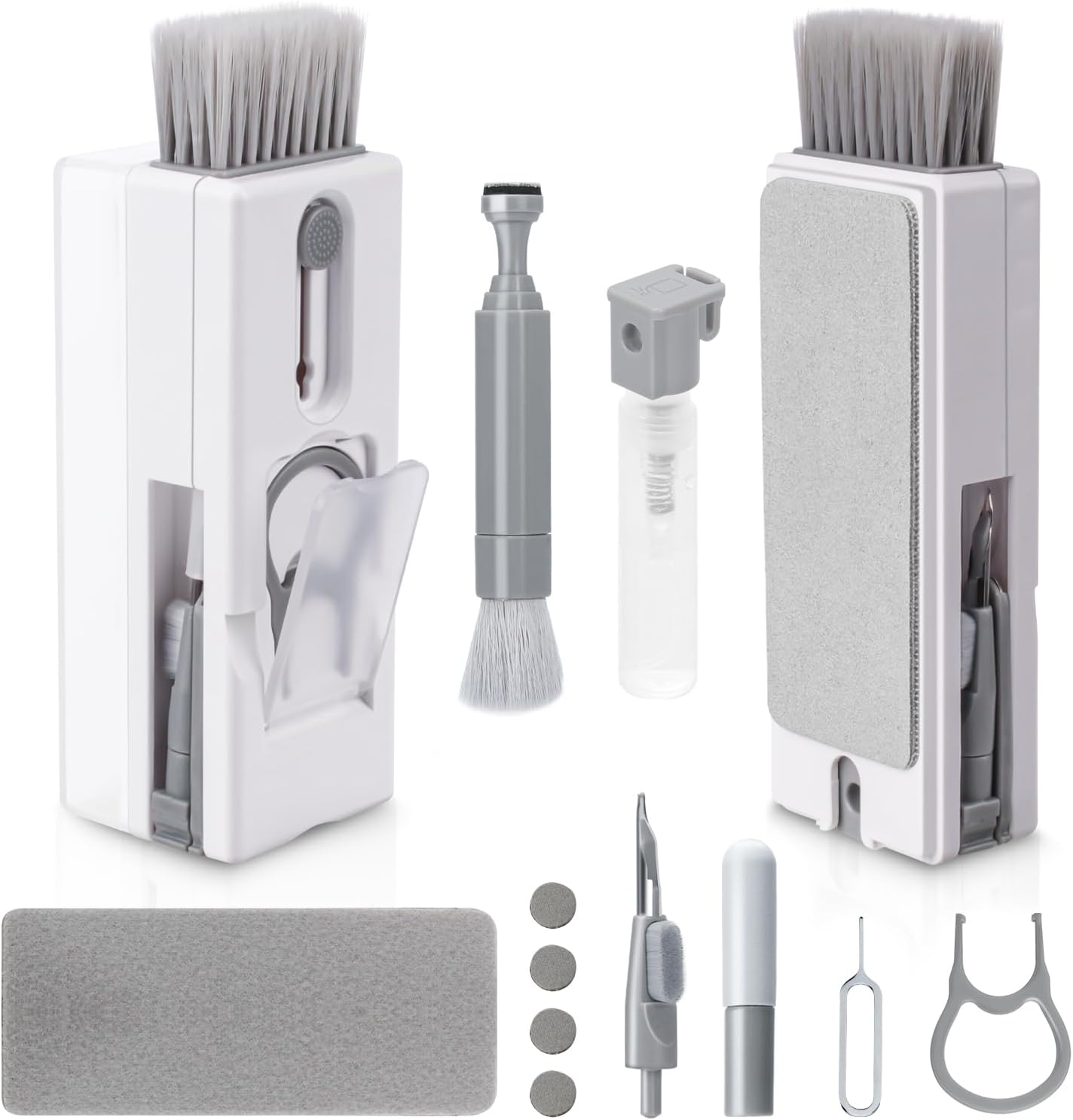 11 in 1 Laptop Cleaning Kit, Multifunctional Keyboard Cleaner Brush with Keycap Puller for Tablet, Phones, Earphones, PC, Grey