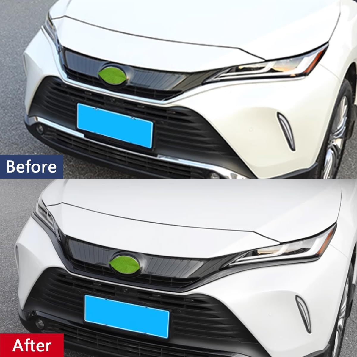 Car Accessories Fit for Toyota VENZA 2021 2022 2023 2024 Front Upper Grill Grille Strip Cover Molding Trim (Glossy Black) 3PCS ABS