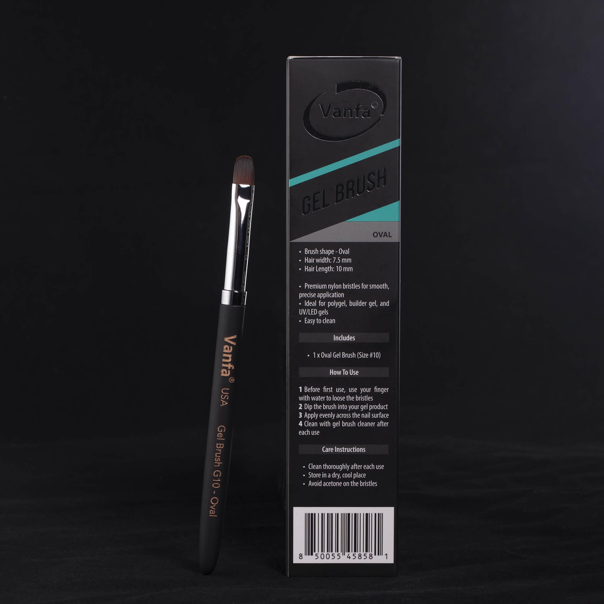 Vanfa Cepillo de uñas de gel para gel constructor, polygel, gel duro, pintura de uñas (G10 - cabeza ovalada, paquete de 1)