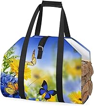 Flores florais borboletas lenha bolsa de transporte de lenha bolsa de transporte interno linda bolsa de armazenamento de lenha bolsa de armazenamento de lenha rack de lenha de fogo ao ar livre bolsa de transporte de lenha de fogo com alças