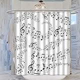 HATEGE Duschvorhang Anti-Schimmel Musik Noten 3D Duschvorhänge 180x180 Musik Duschvorhang Textil Waschbar Wsserdicht für Badezimmer Badewanne Badevorhang Bad