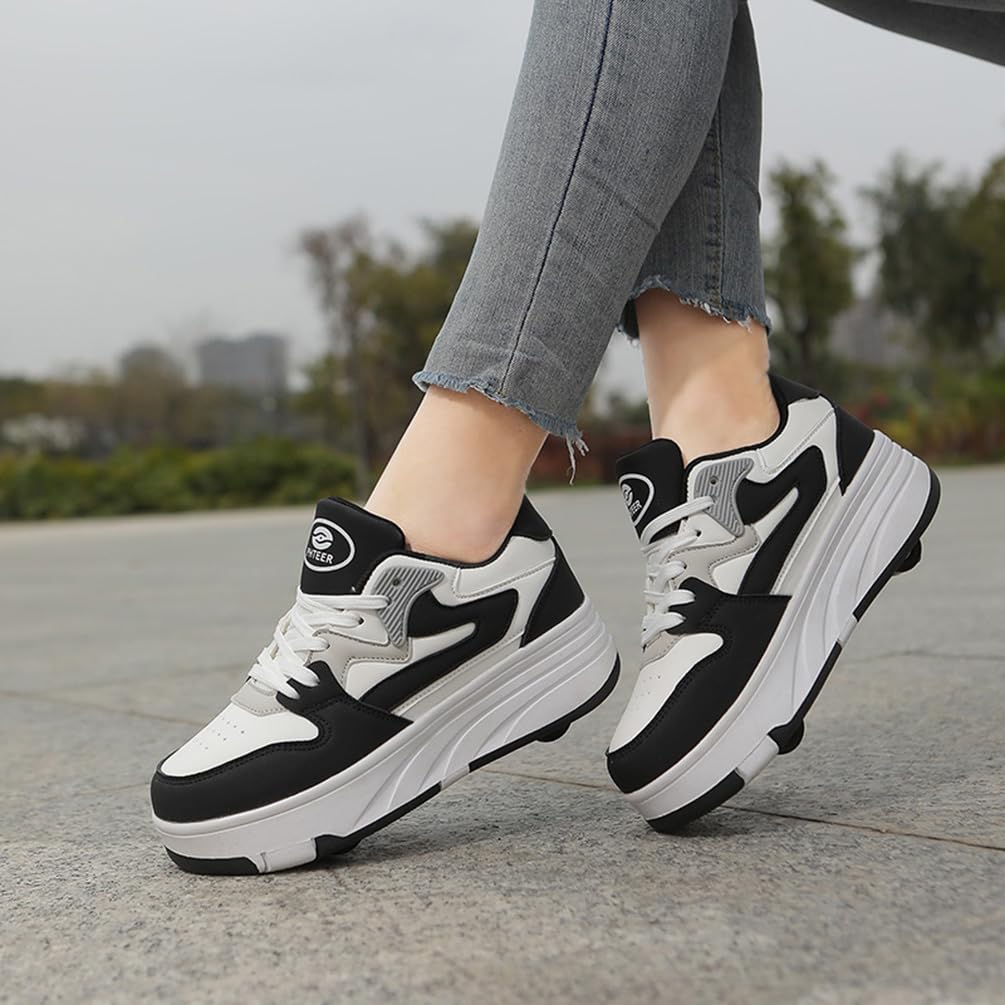Dziewczęce buty na kółkach dla chłopców buty do deskorolki dla dzieci 2 w 1 wielofunkcyjne buty na rolkach buty na rolkach buty damskie, Rolka S4, 41 EU