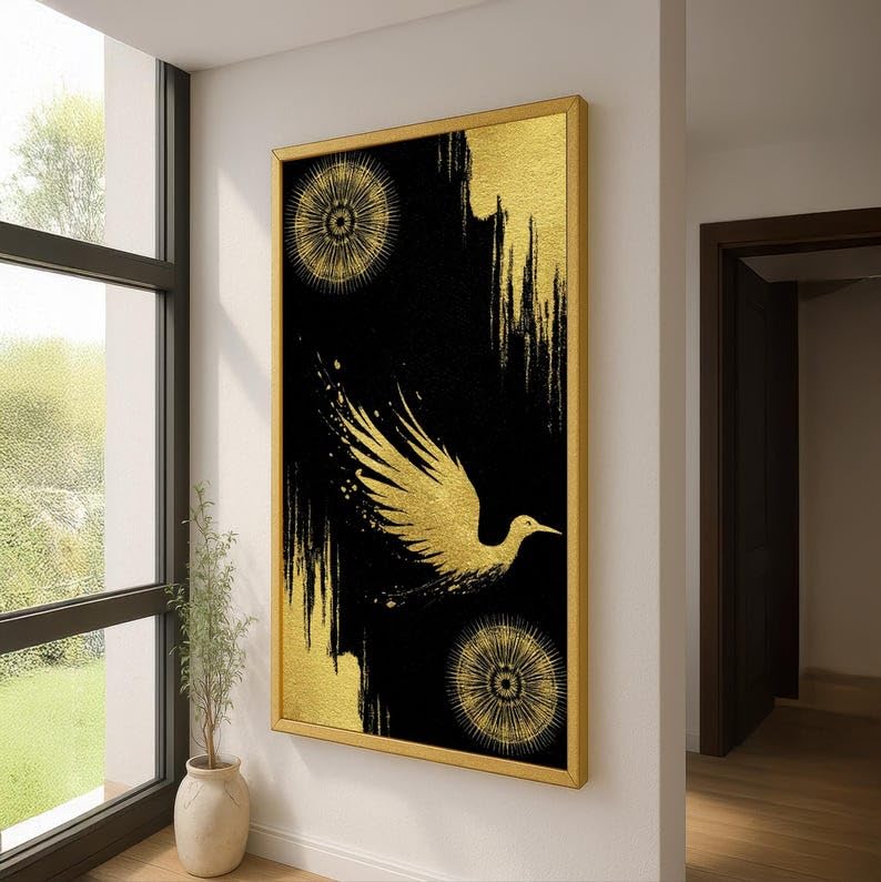 Tableau abstrait d'oiseaux pour décoration salon moderne