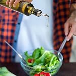 Frcctre paquet de 6 17 Bouteilles de distributeur d'huile d'olive en verre Oz, 500ML Ensemble cruet huile et vinaigre avec des gouttes de vers en acier inoxydable, huile d'olive Carafe Decanter pour cuisine, vert foncé
