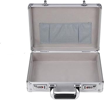Business Suitcase, Aluminum Storage Box,Aluminum Briefcase Combination Safe Laptop Briefcase Home Invisible Cash Money Case Briefcases For Men And Women  Color Silver , Size 36*24*10cm