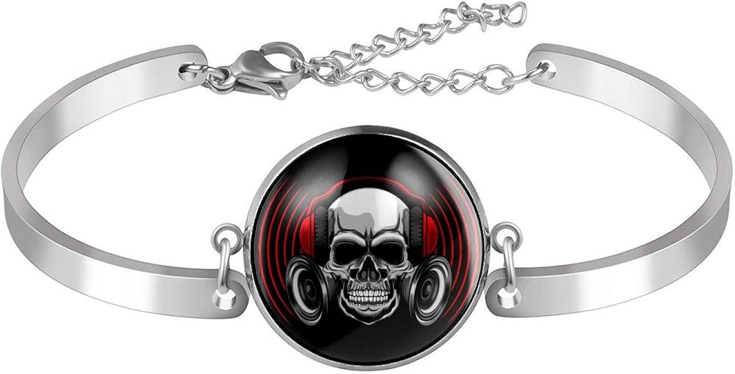 ブレスレット 商品 調節可能なチェーンバングルブレスレット 音楽頭蓋骨 女性男性用リンクブレスレット ブレスレット 商品 調節可能なチェーンバングルブレスレット 音楽頭蓋骨 女性男性用リンクブレスレット