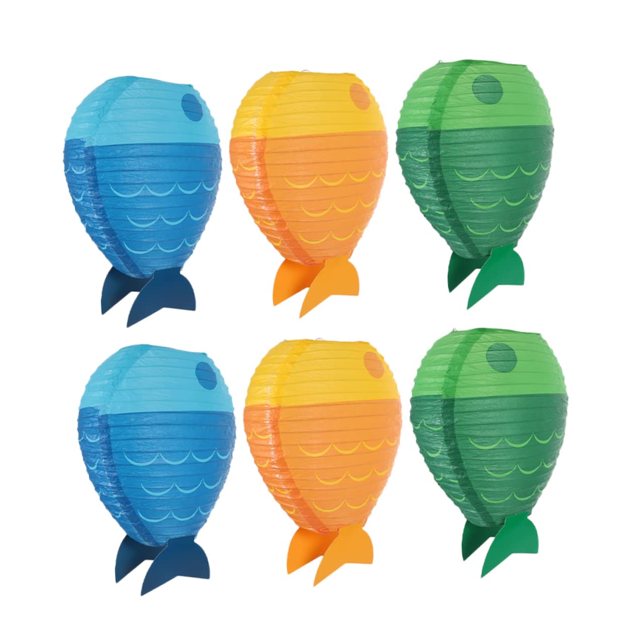 PRETYZOOM 6Pcs Fish Shaped Paper Lanterns Creative Hanging Decor for Parties Festivals and Ocean Themed Events Unique Paper Lights for Home and Office Decoration
