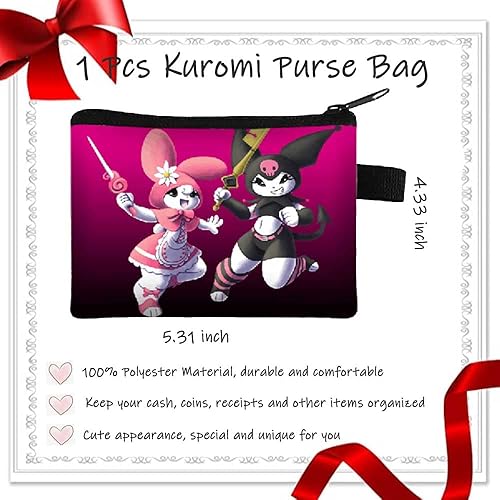 Miniatura 6 de EMISOO Kuromi and My Melody - Juego de regalo de dibujos animados que incluye 1 bolsa con cordón 1 llavero 2 pulseras 2 collares 1 bolsa de bolso 50