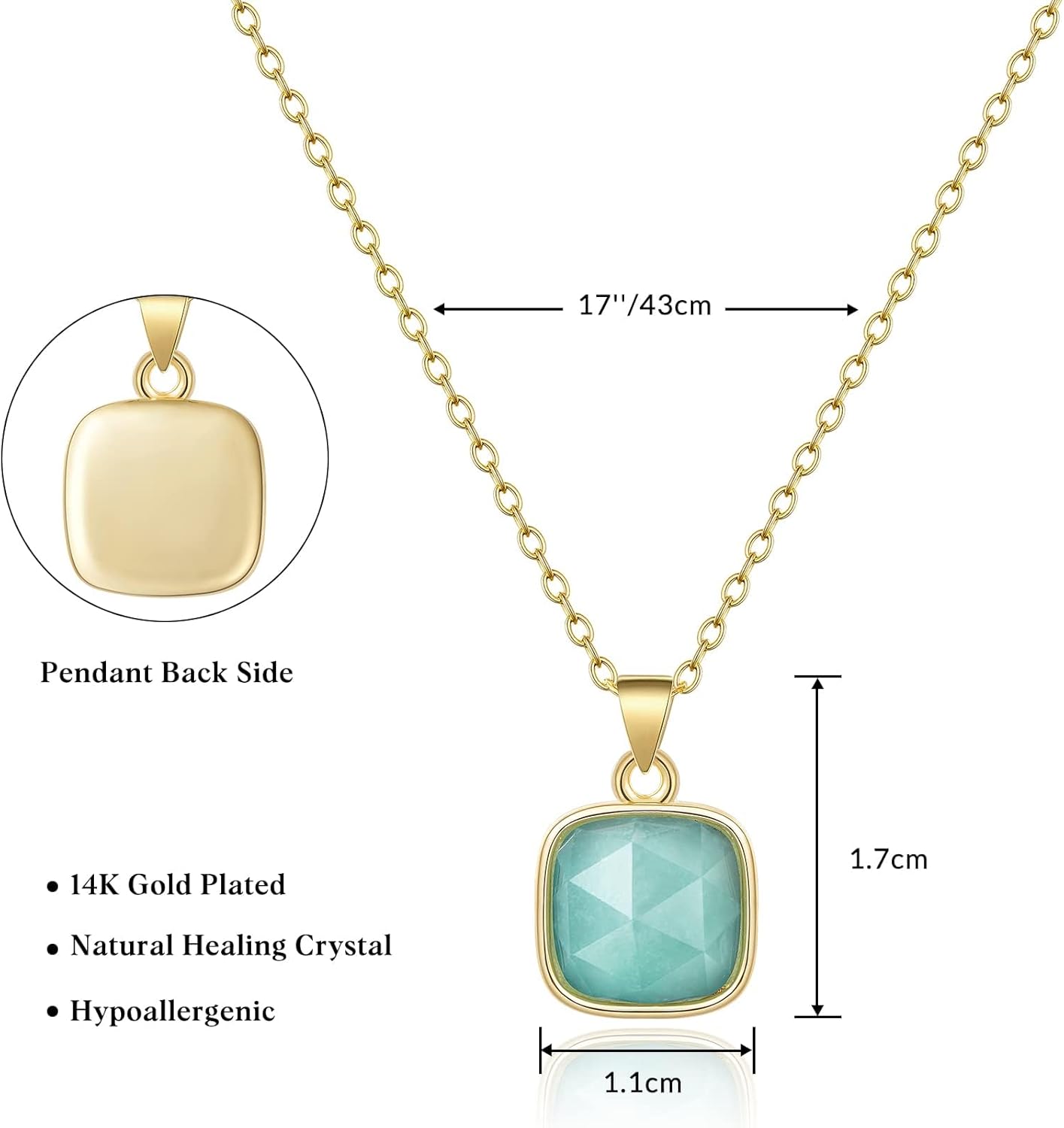 KissYan Healing Crystal Necklace, 14K Gold Plated Natural Stone Pendant Necklace Reiki Quartz Amethyst Citrine Gemstone Spiritual Jewelry Gifts for Women Girls - Image 5