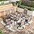 PHI VILLA 7 PCS Patio Dining Set, Outdoor Table & Chairs Set with Large Metal Table & 6 High Back Padded Outdoor Swivel Armerest Chairs, Patio Dining Furniture Set for Patio, Lawn, Garden, Porch