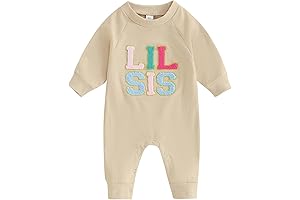 Adorable Infant Baby Girl Matching Big Lil Sis Romper Outfit