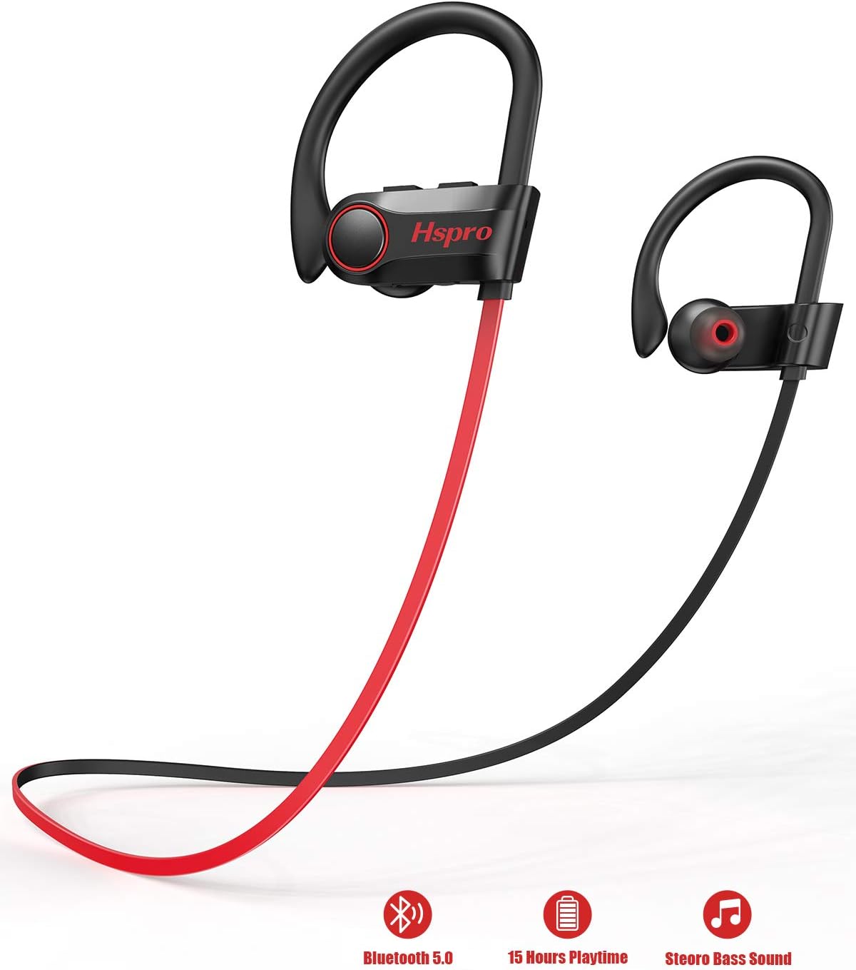 Bluetooth Headphones, HSPRO Wireless Earbuds, IPX7 Waterproof Running Headphones, CVC6.0 Noise Cancelling Sports Wireless Headphones with Mic for Gym Workout, 10 Hours Playtime