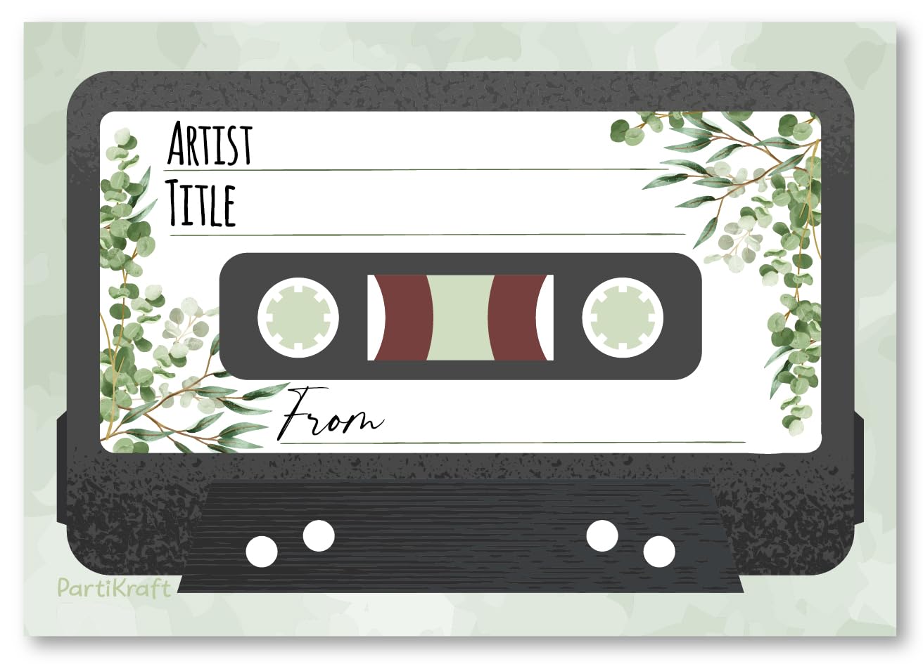 (Pack of 50) Botanical Song Request Cards - Double Sided Sage Green Cassette Design for Wedding Invitations