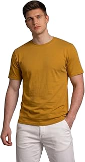 Carlo Magno Men’s Solid Mustard Yellow Cotton T-Shirt | Half Sleeve Round Neck Plain Casual Regular Fit Basic Tee Price In India