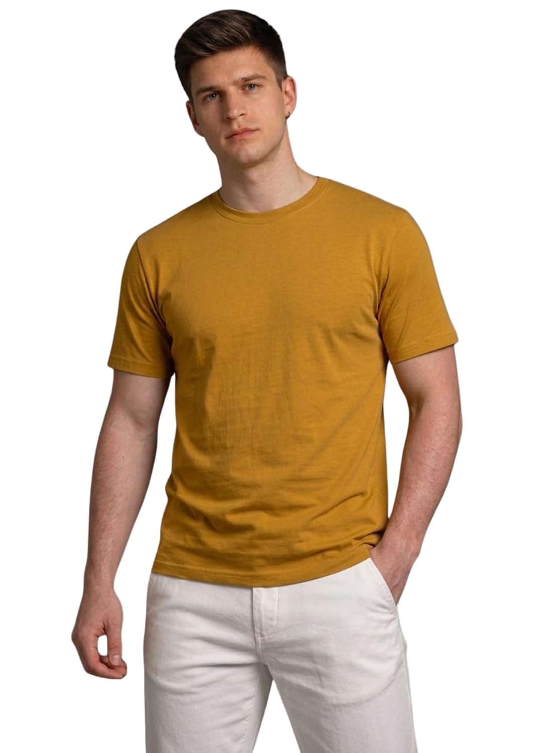 Carlo Magno Men’s Solid Mustard Yellow Cotton T-Shirt | Half Sleeve Round Neck Plain Casual Regular Fit Basic Tee - Review, Price and Buying Guide