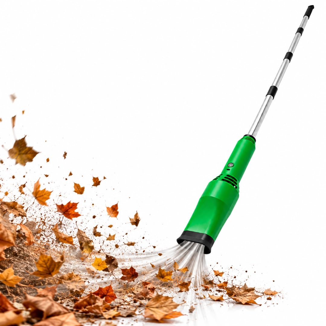 Cordless Leaf Blower, Rechargeable Garden Blower Air Broom with 142cm Long Reach, Lightweight 2 Speeds & Handheld Use