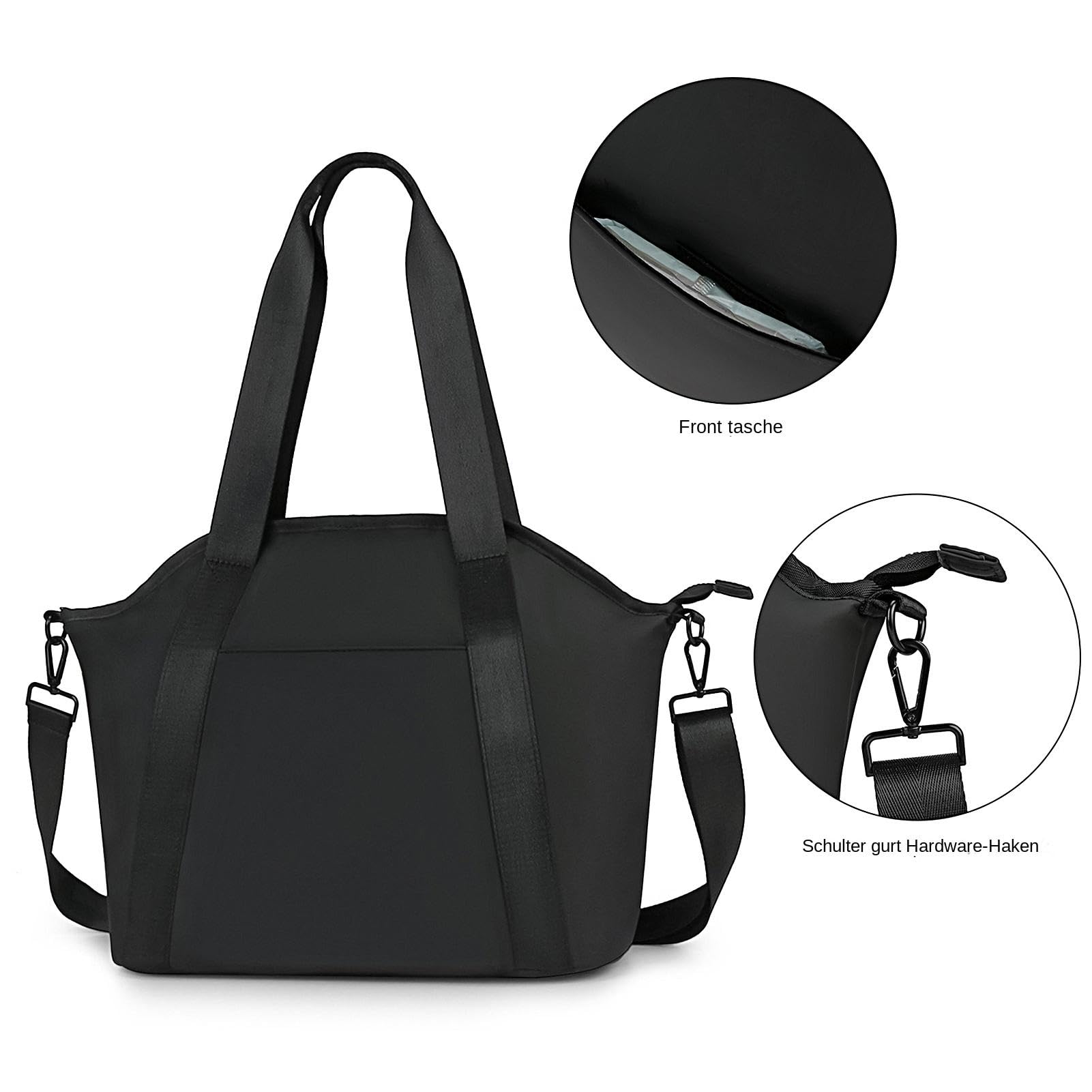 Borsa fasciatoio da donna, organizer per passeggino, impermeabile | borsa per la mamma, borsa fasciatoio, tracolla con grande capacità per vestiti da viaggio, salviettine umidificate, Nero , ve
