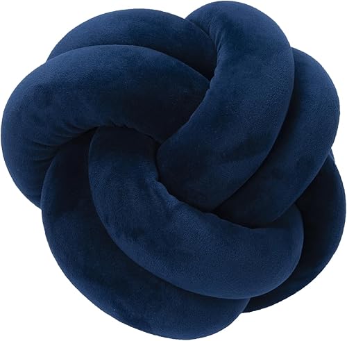 Bola de almohada de nudo azul marino, cojín redondo suave para decoración del hogar, almohadas pequeñas decorativas para el hogar, almohada de felpa