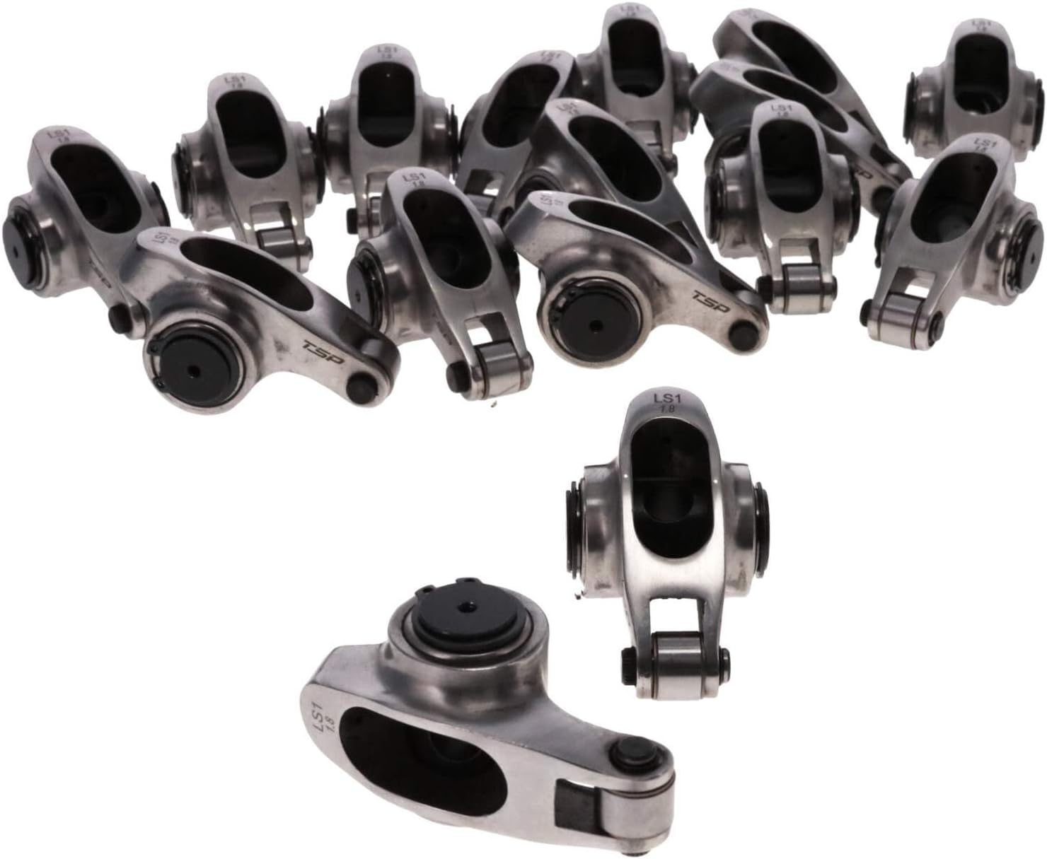 Top Street Performance Pro Series Stainless Steel Rocker Arms 1.8 Ratio 3/8 in. Stud Needle Bearing Tip for GM Chevy LS1 LS2 LS6