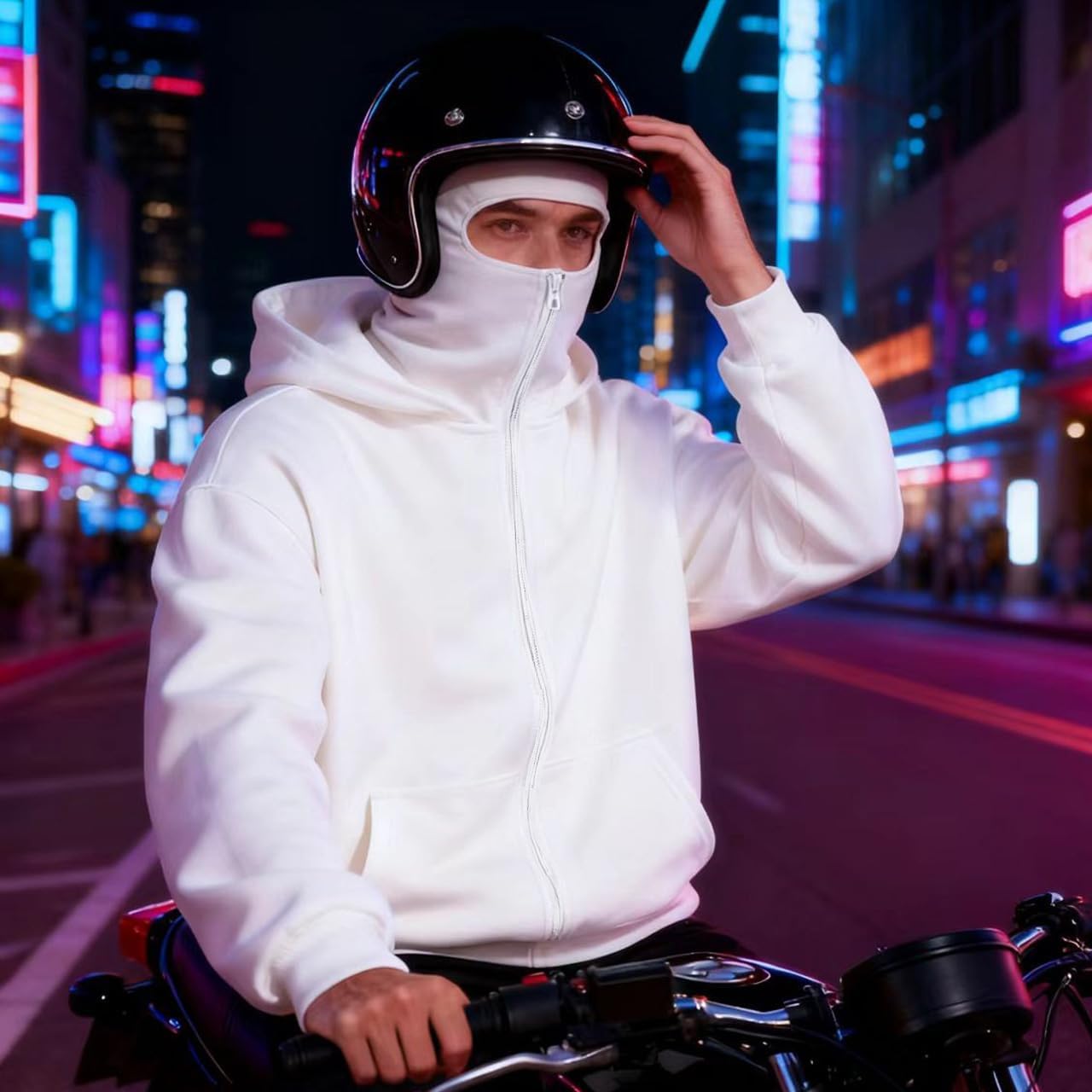 Balaclava Hoodie Men's Zip Up Fleece Double Layer Hooded Hoodie Jackets Windproof Oversized Warm Sweatshirt - Image 5