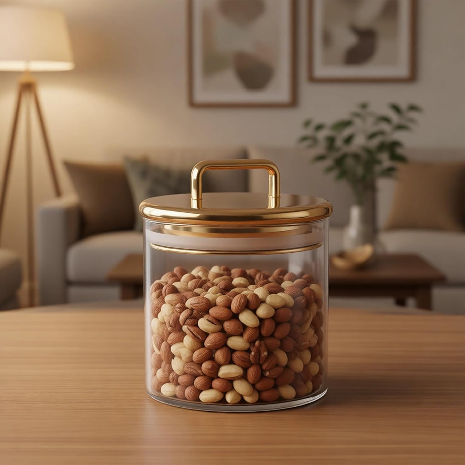 2 Gold Acrylic Apothecary Jars, 4.3 In Bathroom Vanity Organizers With Airtight Lids, Transparent Food Safe Decorative Canisters For Home
