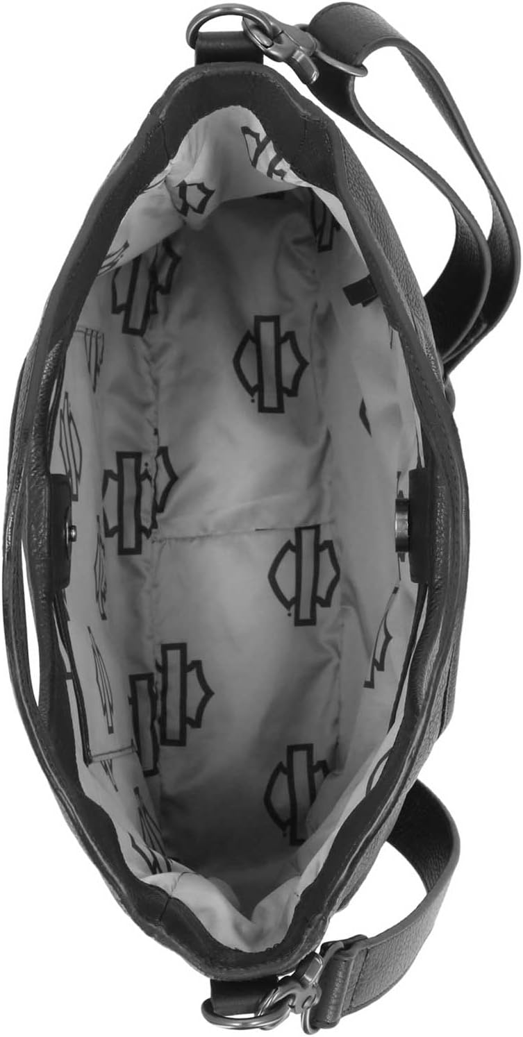 Harley-Davidson Women's Eyelet Bar & Shield Leather Satchel Purse, Black