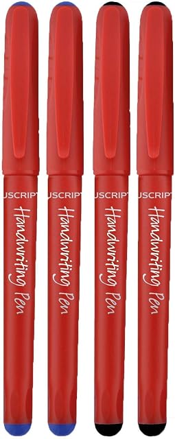 Manuscript Handwriting Pens in Blue & Black, Pack of 4, 12 x 2 x 18 Cm
