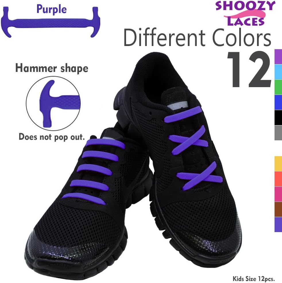 SHOOZY Elastic No Tie Shoe Laces, Replacement Shoelaces, Flat Elastic Shoe Laces for Running, Athletic, Mens, Womens, Kids, Walking, Hiking, Soccer, Triathlon, Marathons, Cycling, Golf, Tennis