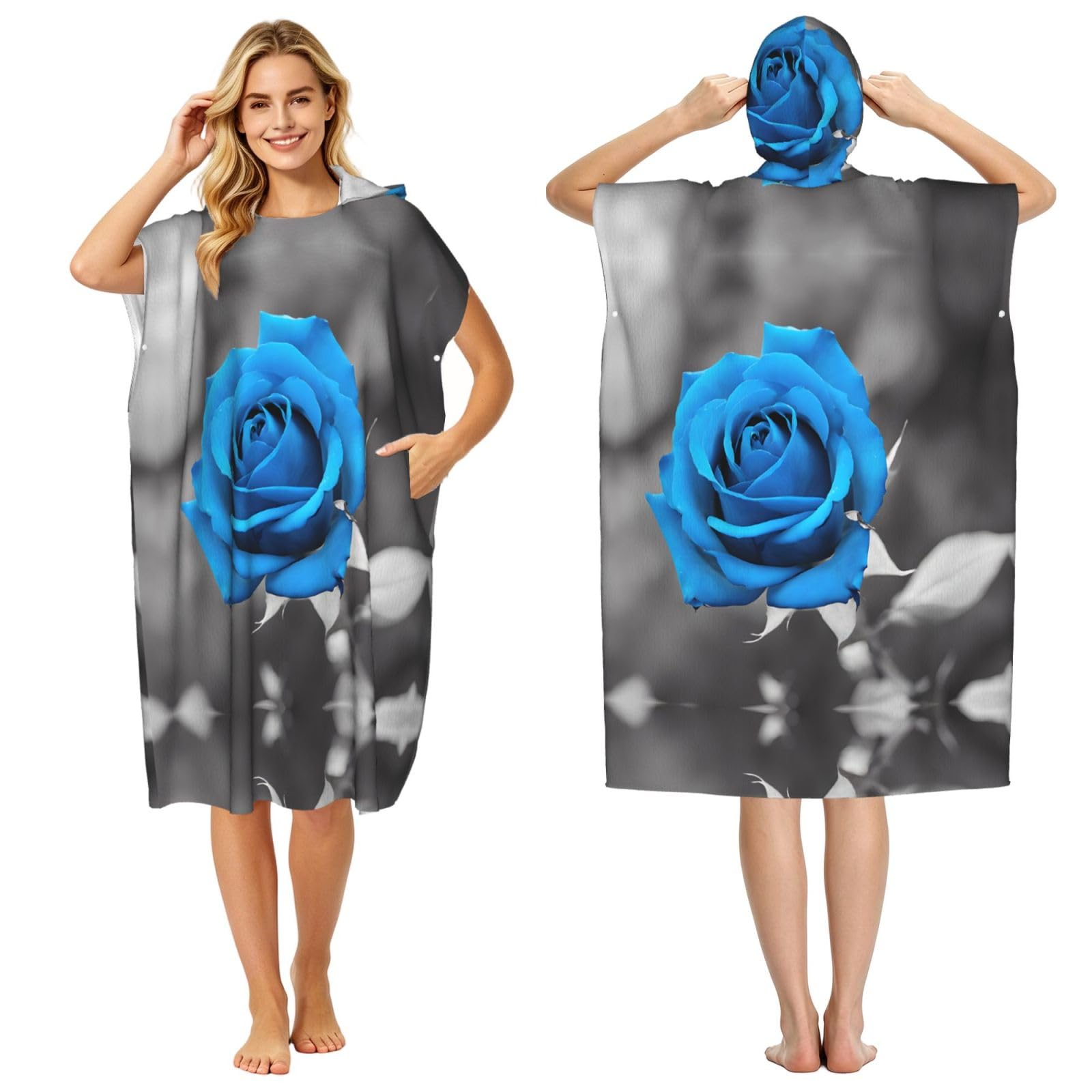 Peignoir à capuche contre le froid après piscine poncho adulte rose bleue