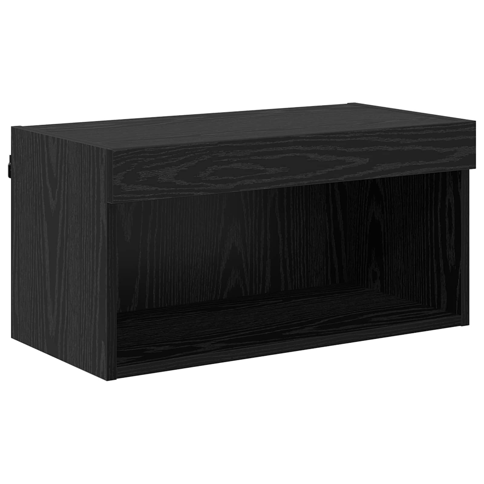 Mueble de TV con tiras de luz LED, efecto roble negro, 8 piezas, montaje en pared, con cajón, compartimento, estante y espacio de almacenamiento para sala de estar, cine en casa, juegos