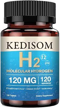 H2 Molecular Hydrogen - Supports Healthy Aging, Cellular Energy & Brain Health - with Elemental Magnesium - GMO-Free, Gluten-Free & Soy-Free - 120 Tablets 120 Servings