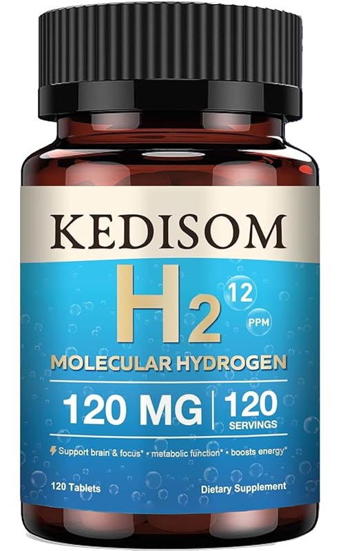 KEDISOM Suplemento mineral de magnésio com hidrogênio molecular H2, 12 ppm, 120 comprimidos