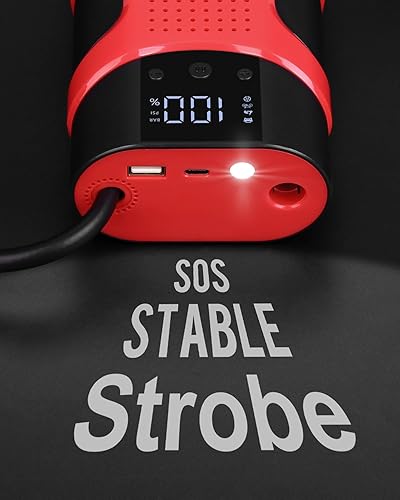 Miniatura 5 de Arrancador portátil para coche con compresor de aire, inflador de neumáticos de 150 PSI, compresor de aire portátil, batería de 12 V 3000 A con