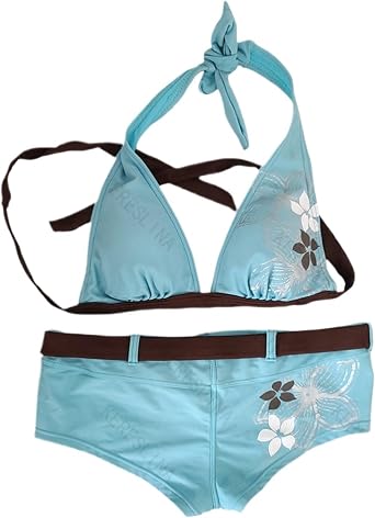 2 Pieces Striped Bikini Sets Women Y2k Vintage Floral Summer Set 2000s Vacation Going Out Outfits