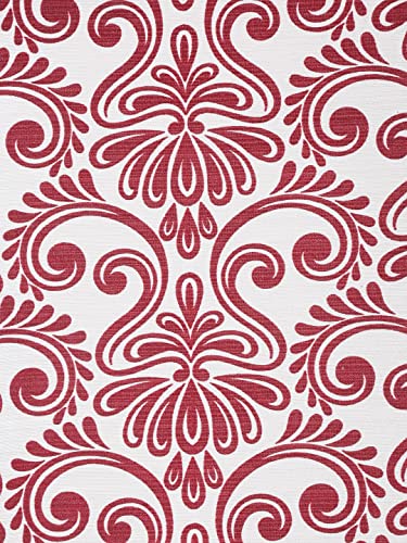 Image of Cortina Damask Light-Filtering Polyester Curtains 7 feet Long Set of 2 for Door [ Opacity: 50-60%, Color: Maroon, Printed Curtain -130 GSM ]
