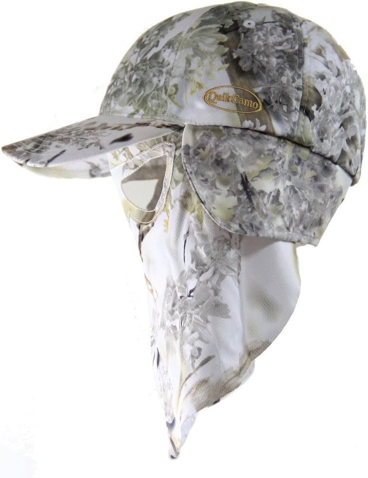 QuikCamo King's Snow Shadow Camouflage Cap, Hunting Hat with Front Model Face Mask Technology (58cm, 7 1/4 Fitted)