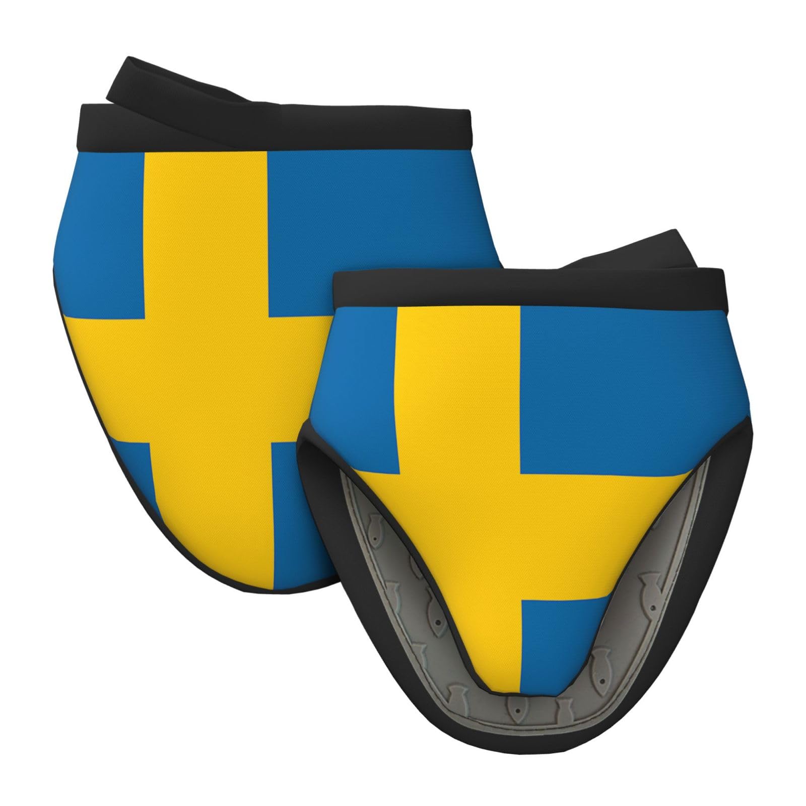Silicone Oven Mitts, Heat and Slip Resistant Kitchen Mittens 2-Pack Set, Sweden Flag Short Soft Oven Gloves
