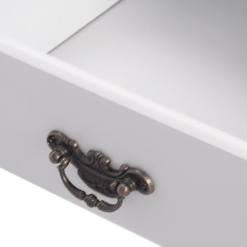 Miniatura 5 de Giantex - Juego de tocador de baño con espejo y taburete acolchado para maquillaje, con 1 cajón de madera, organizador de cosméticos, tocador y