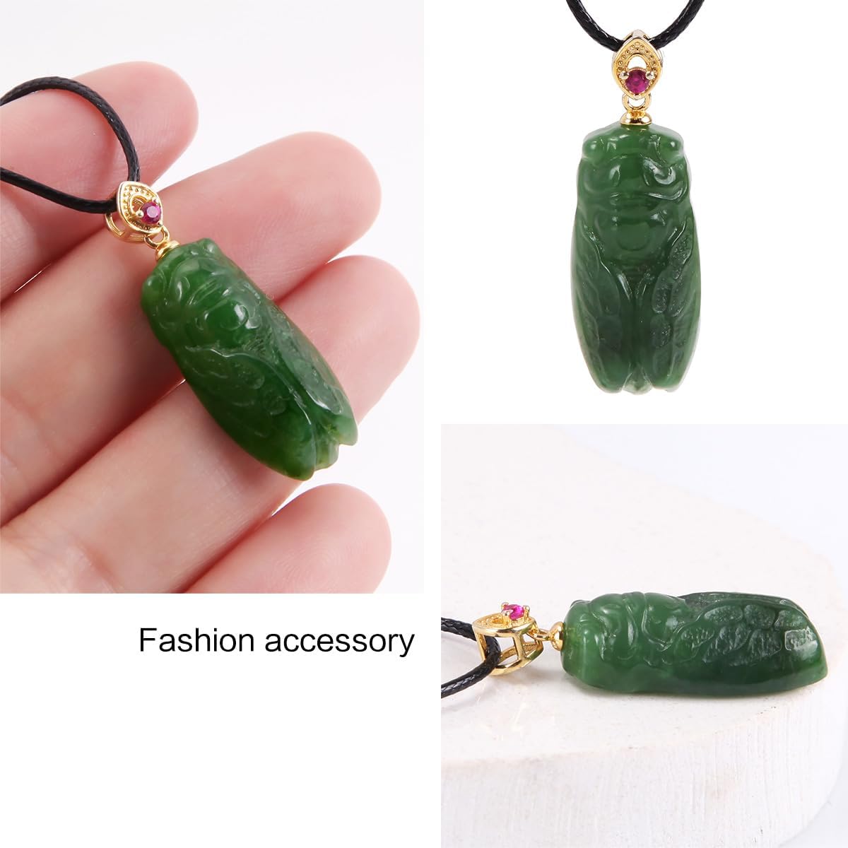 Natural green jade pendant hetian jade cicada S925 sterling silver Jewelry for Women