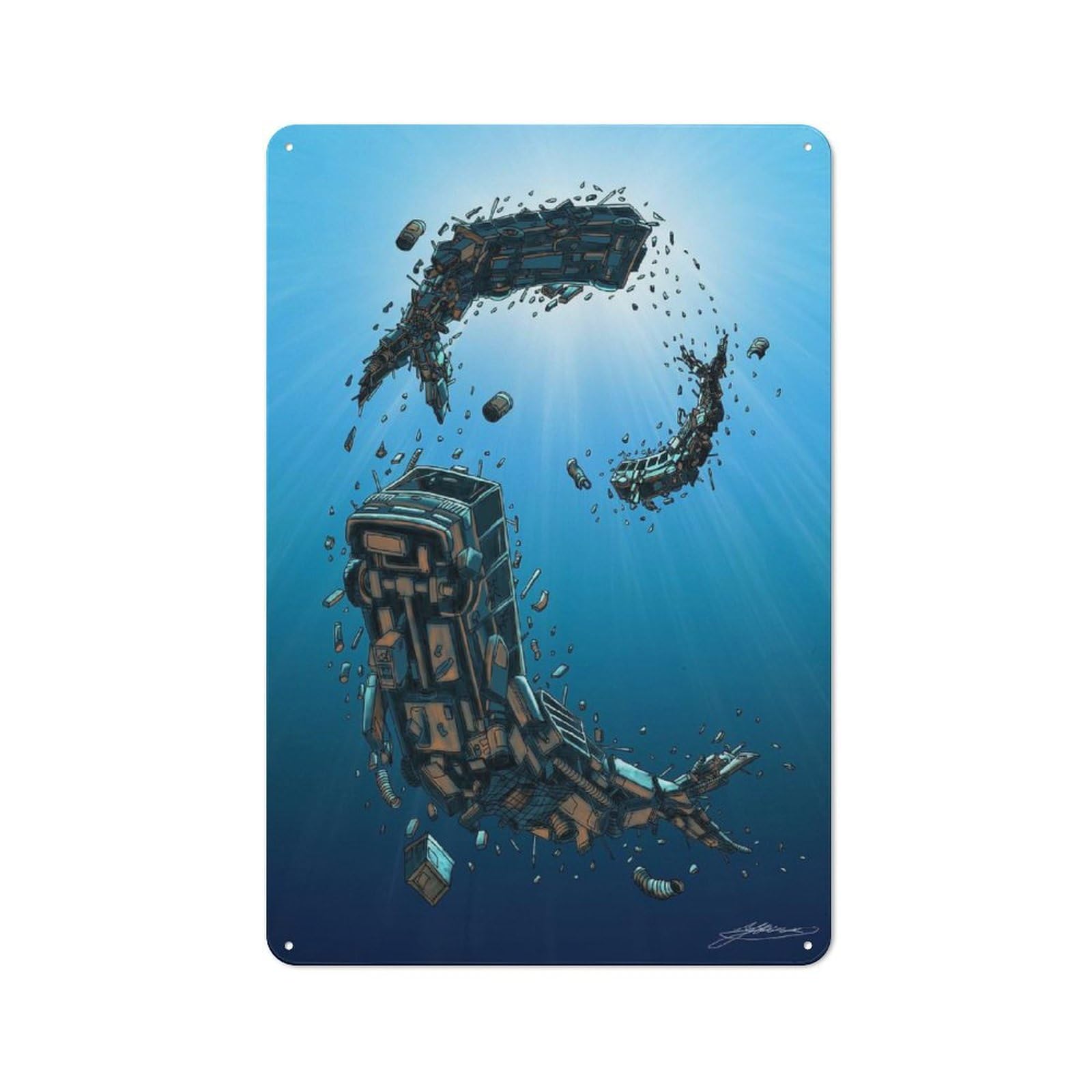 Junmoney Whale Bus Rustic Metal Plaque 30X20cm For Dining Room Or Kitchen, A Housewarming Gift For Dining Room Decor Fans