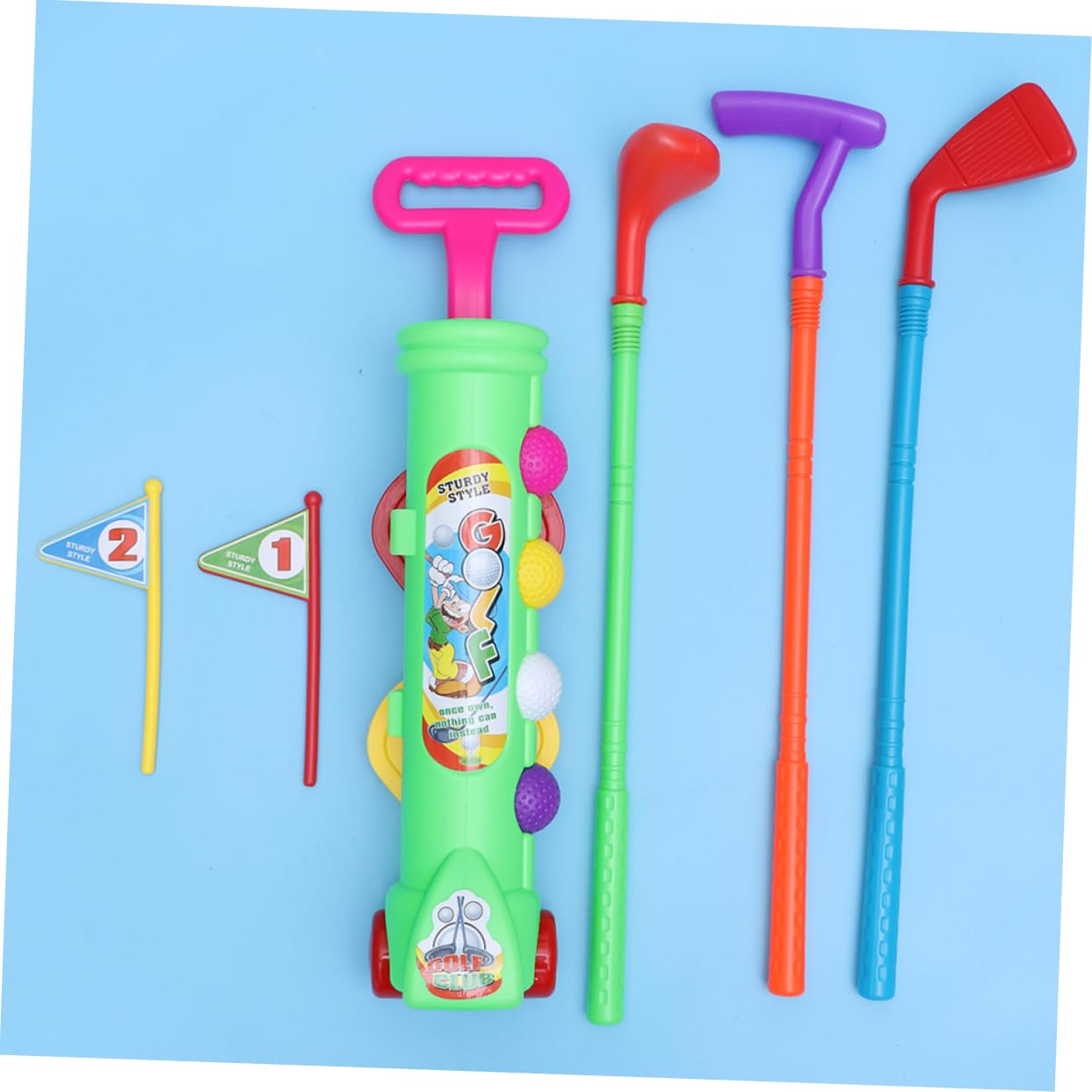 Juego de Golf Infantil Portátil de Plástico, 2 Juegos, Verde | Ligero y Portátil, Actividad Padre E Hijo, para Exterior y Niños Pequeños