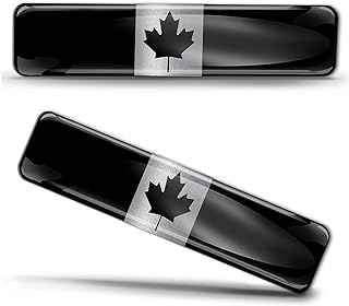 Biomar Labs® 2 x 3D Domed Silicone Stickers Decals Canada National Canadian Flag Maple Leaf Emblem Silver Car Motorcycle Window Phone Laptop F 134