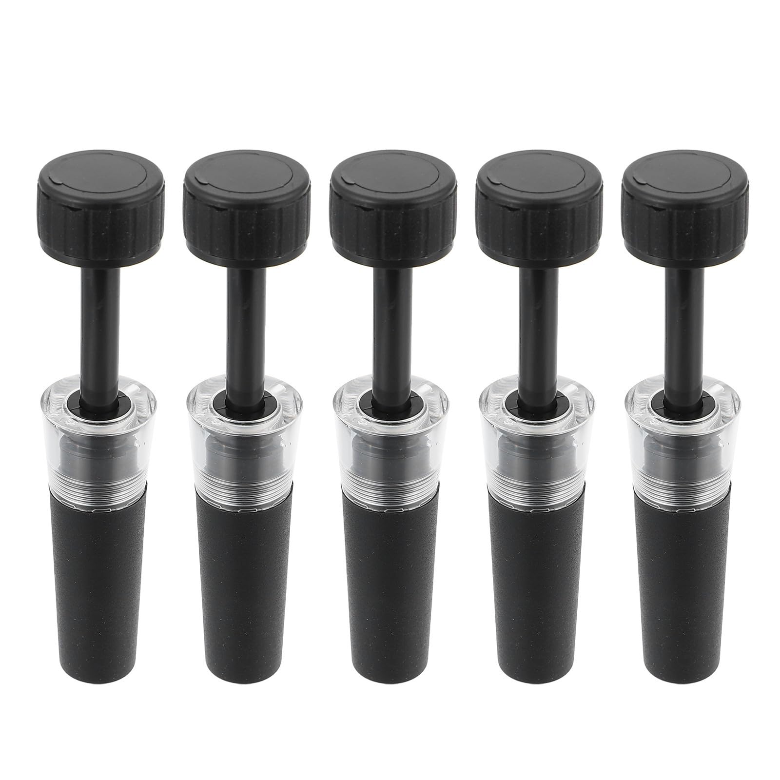 Tapones de vino de silicona acrílica negro de 5 piezas para un sellado hermético y duradero